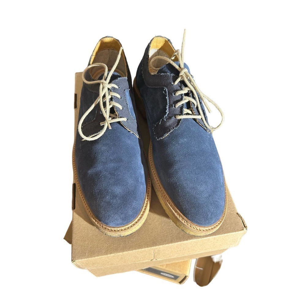 Bespoken Derby light navy blue suede shoes
